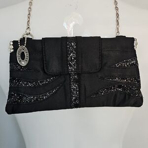 Steve Madden Black Glitter Clutch Wristlet